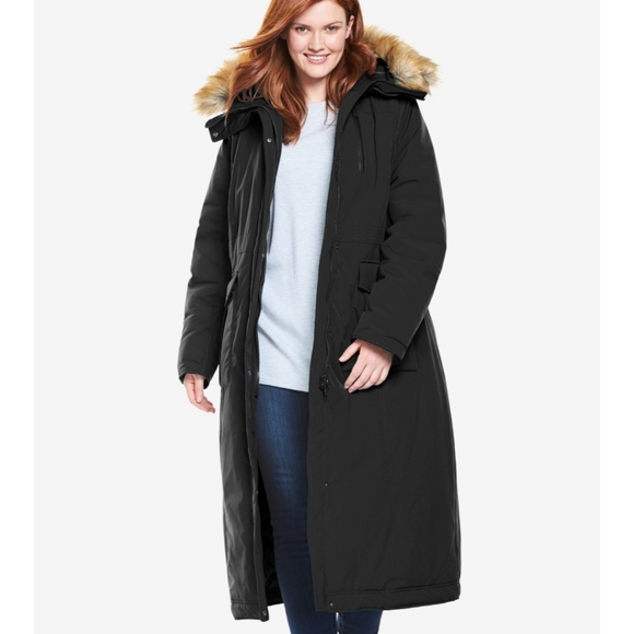 Woman Within Jackets & Blazers - Woman Within 38/40 The Arctic Parka in Extra Long Length with Thinsulate: Black